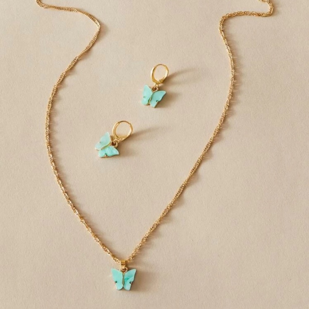 BOGO Butterfly Earring Necklace Set Bundle Jewelry